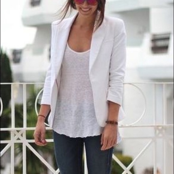 J. Crew Jackets & Blazers - J Crew 100% Linen White Classic Preppy Lined Two Button Blazer Jacket C2364